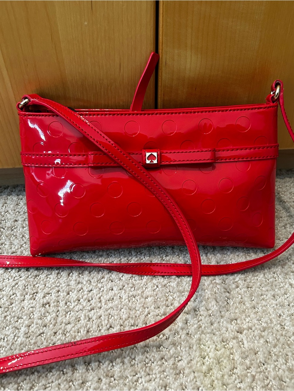 kate spade Red Patent Leather Dot-Embossed Crossbody